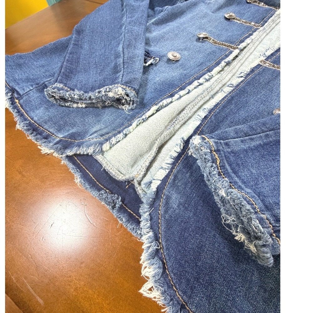 Napoleon Denim Jacket Womens Med Military Porter‎ Collective Blue Jean Open - Picture 3 of 12